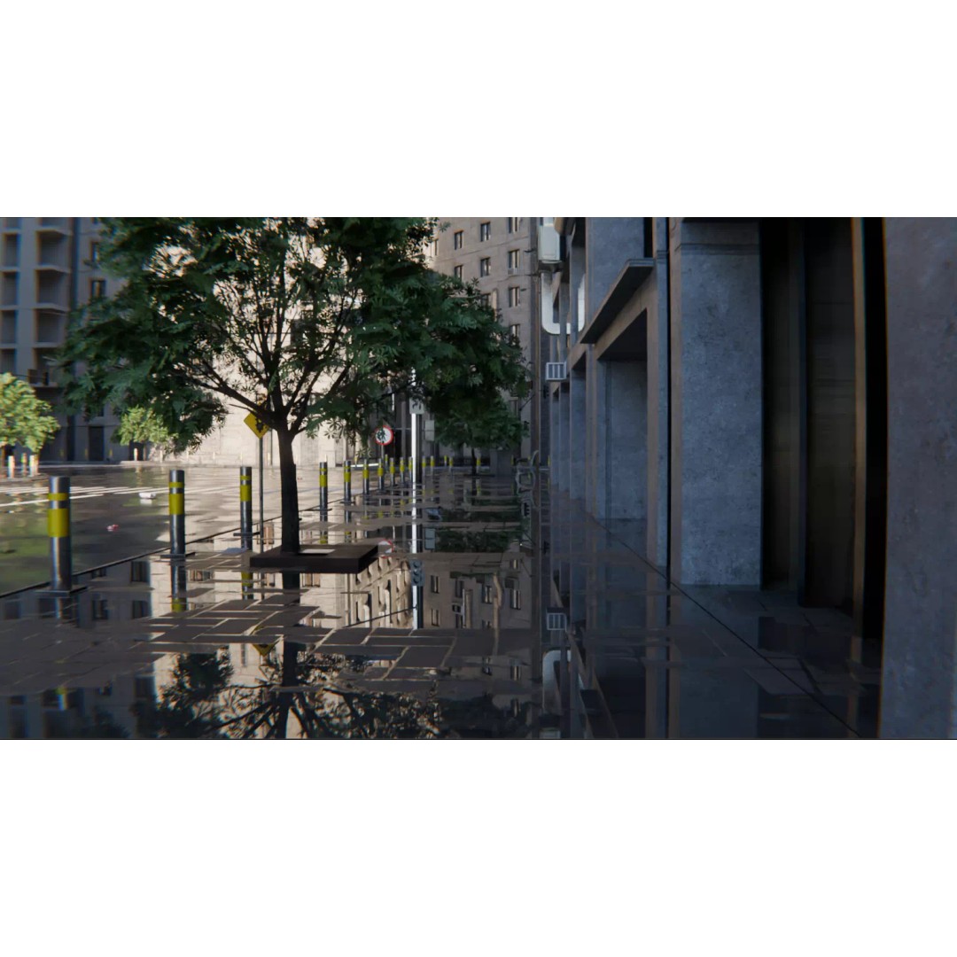 Modern City Street 3D Model – Realistic Urban Environment, Blender - View 2
