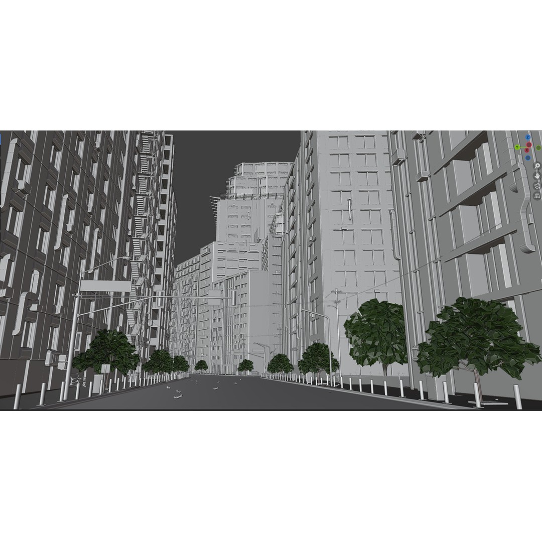 Modern City Street 3D Model – Realistic Urban Environment, Blender - View 22