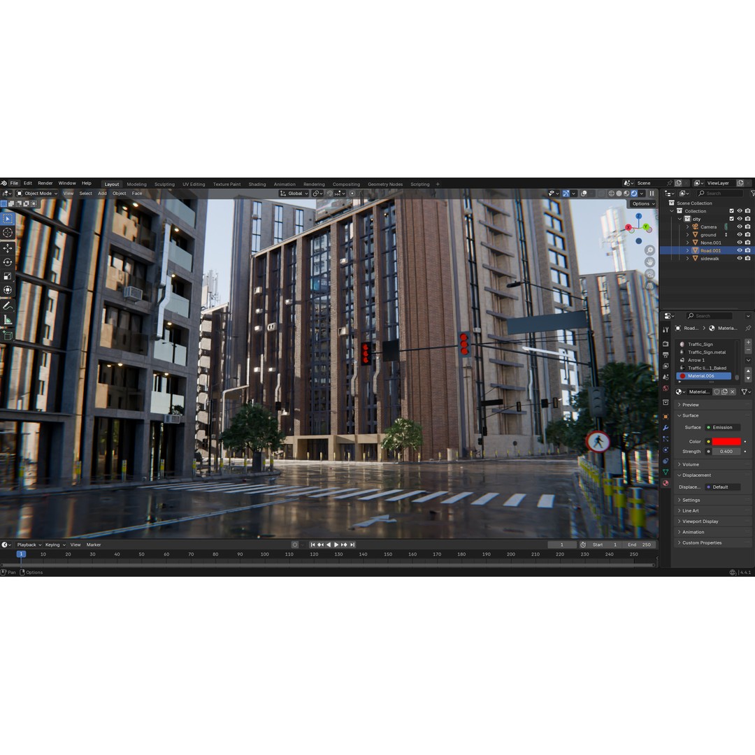 Modern City Street 3D Model – Realistic Urban Environment, Blender - View 27