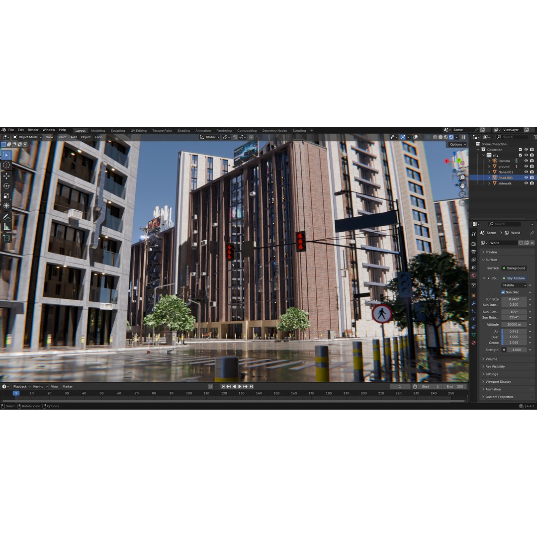 Modern City Street 3D Model – Realistic Urban Environment, Blender - View 29