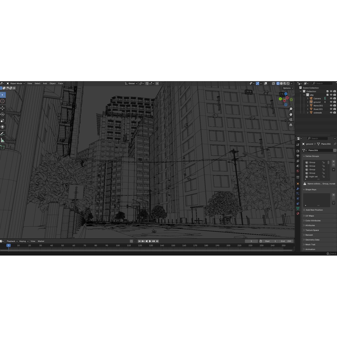 Modern City Street 3D Model – Realistic Urban Environment, Blender - View 3