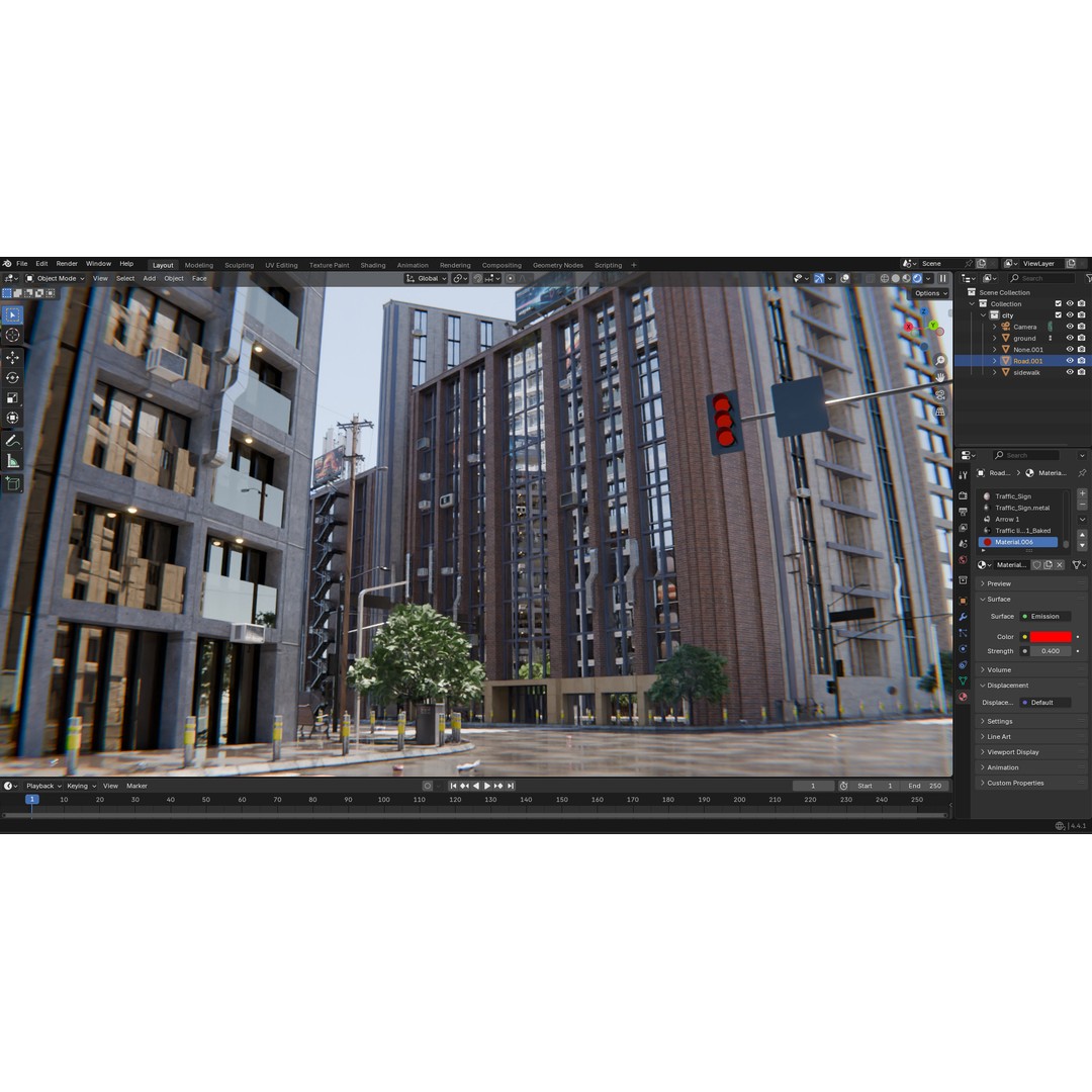 Modern City Street 3D Model – Realistic Urban Environment, Blender - View 30
