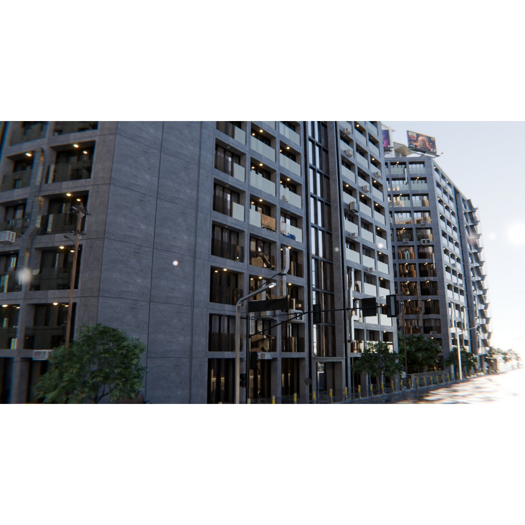 Modern City Street 3D Model – Realistic Urban Environment, Blender - View 6