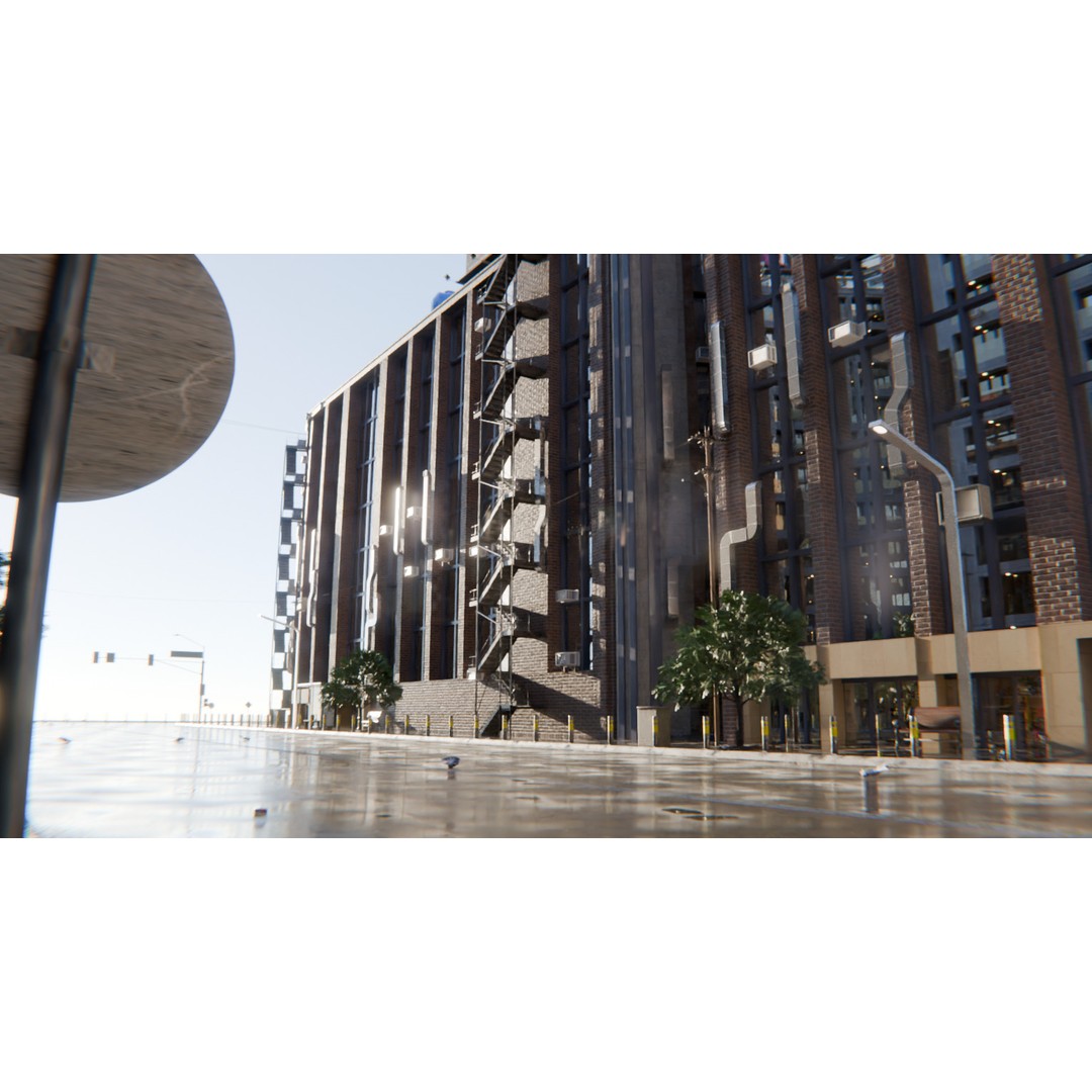Modern City Street 3D Model – Realistic Urban Environment, Blender - View 9