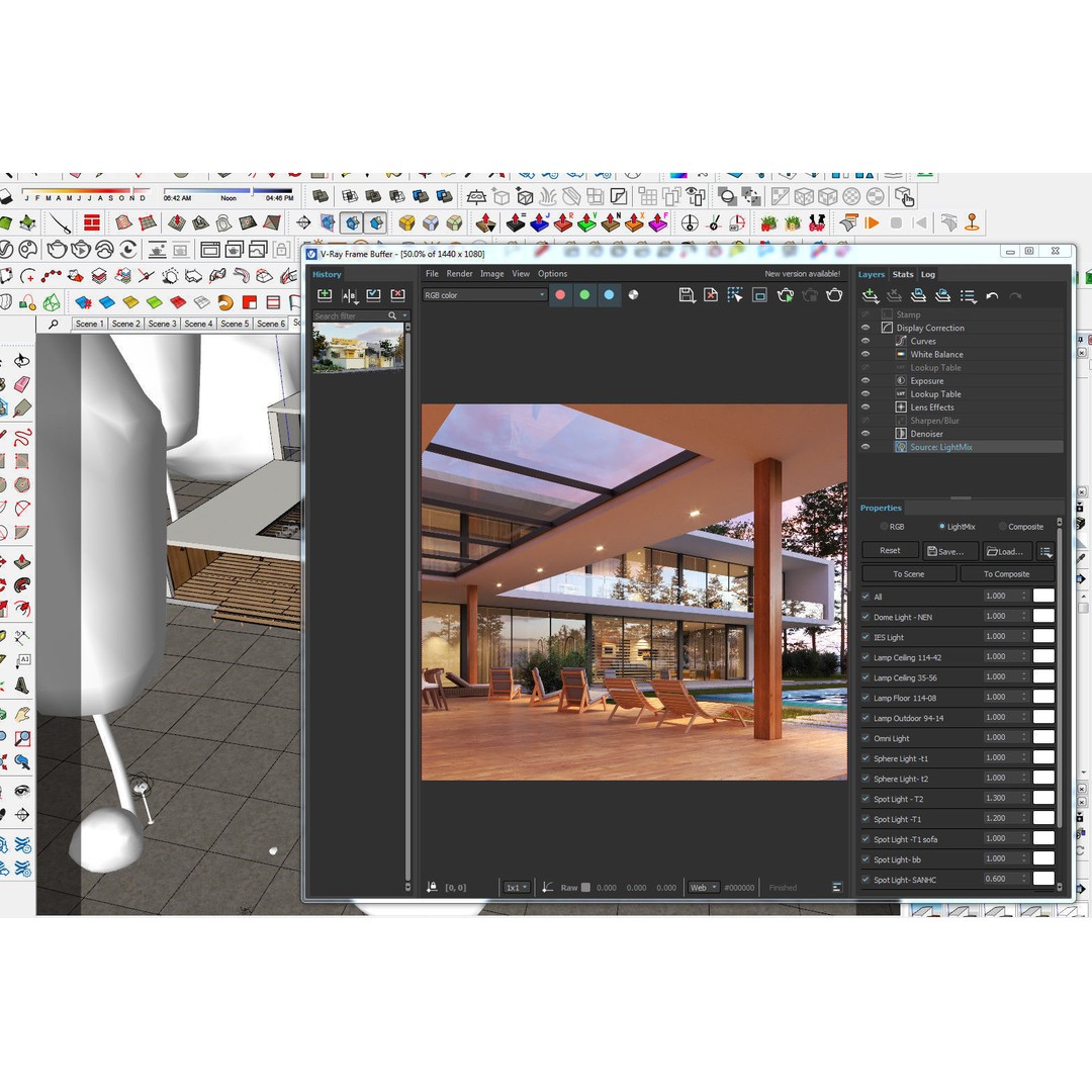 Modern House 3D Model – Exterior Scene with Evening Lighting, SketchUp & V-Ray - View 6