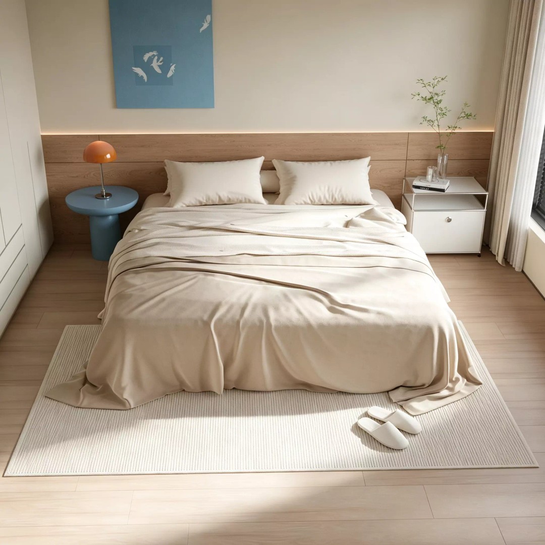 Double Bed 3D Model – Modern Minimalist Furniture Set, FBX - View 2