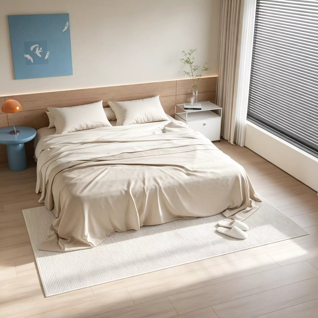 Double Bed 3D Model – Modern Minimalist Furniture Set, FBX - View 4