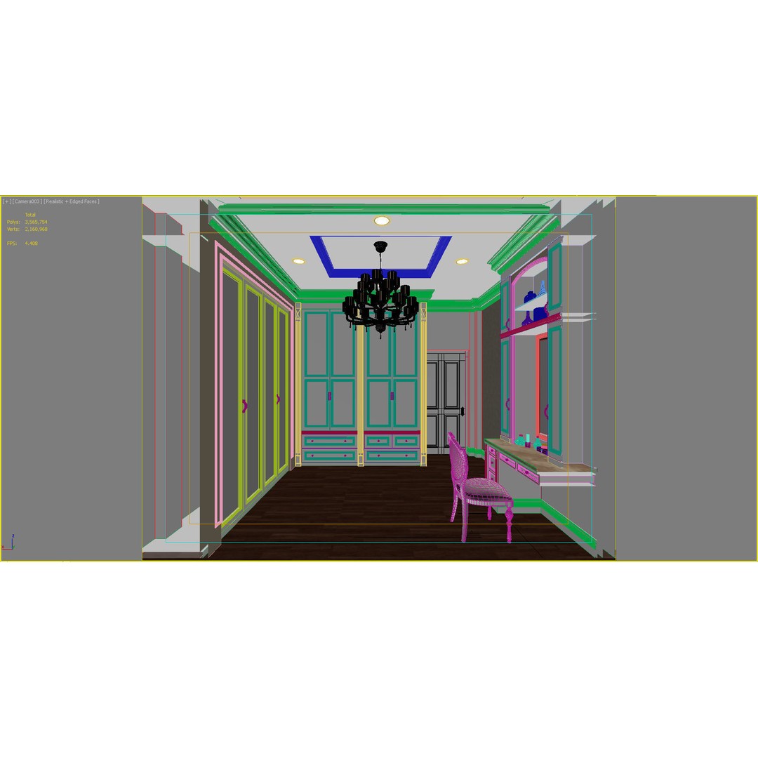 Luxurious Bedroom 3D Model – High Poly Interior Design, OBJ & FBX - View 11
