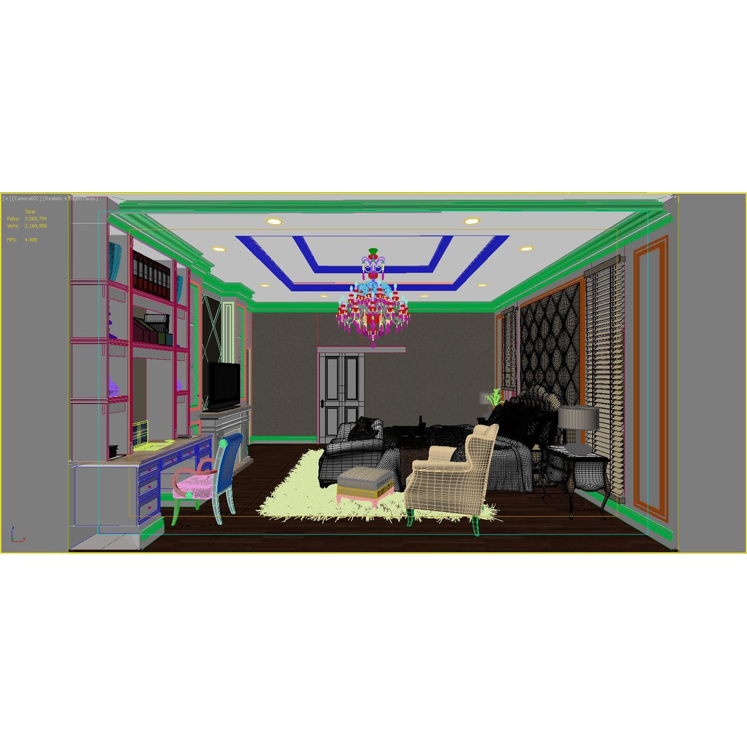 Luxurious Bedroom 3D Model – High Poly Interior Design, OBJ & FBX - View 9