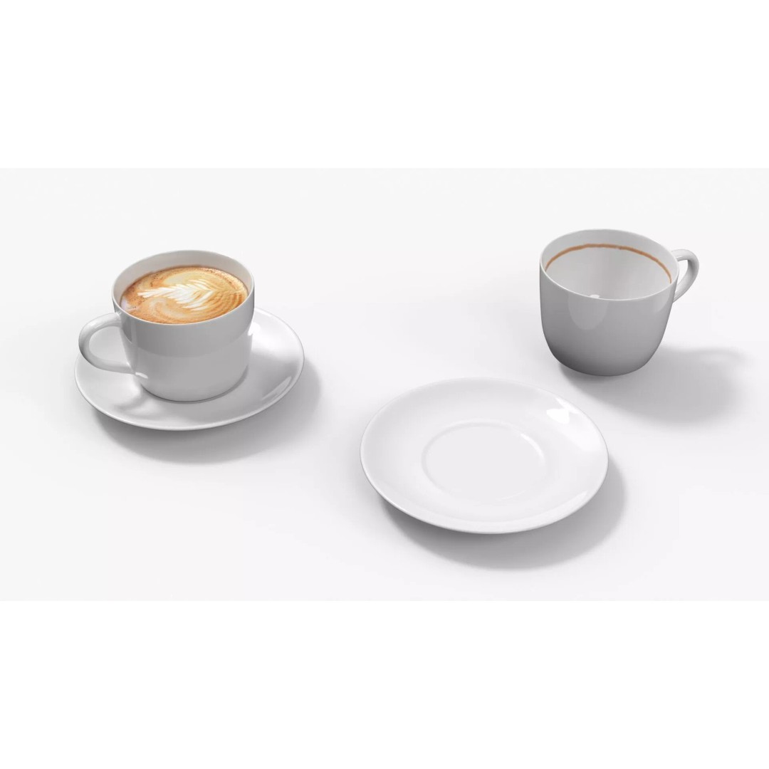Warm Interior Scene 3D Model – Cozy Wooden Table with Coffee and Peonies - View 10
