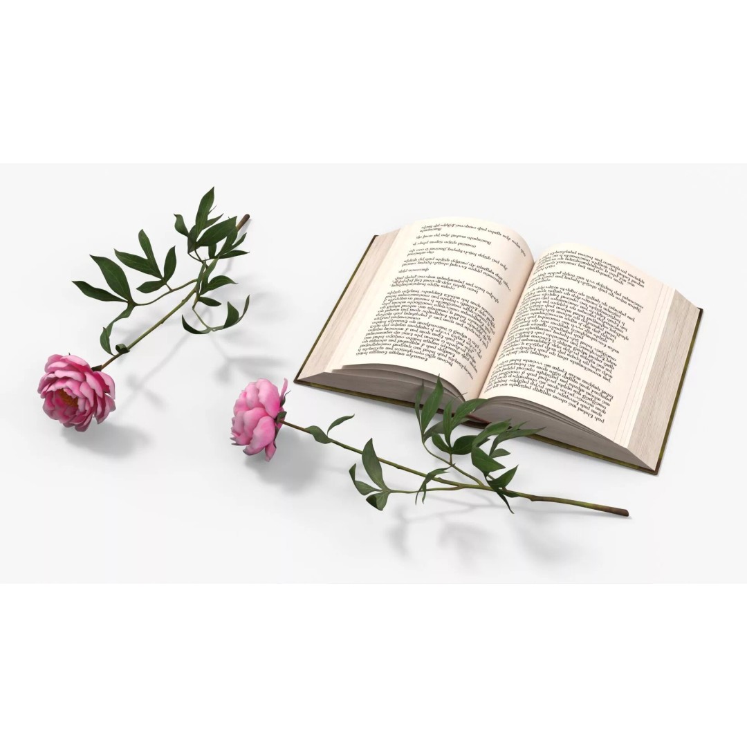 Warm Interior Scene 3D Model – Cozy Wooden Table with Coffee and Peonies - View 9