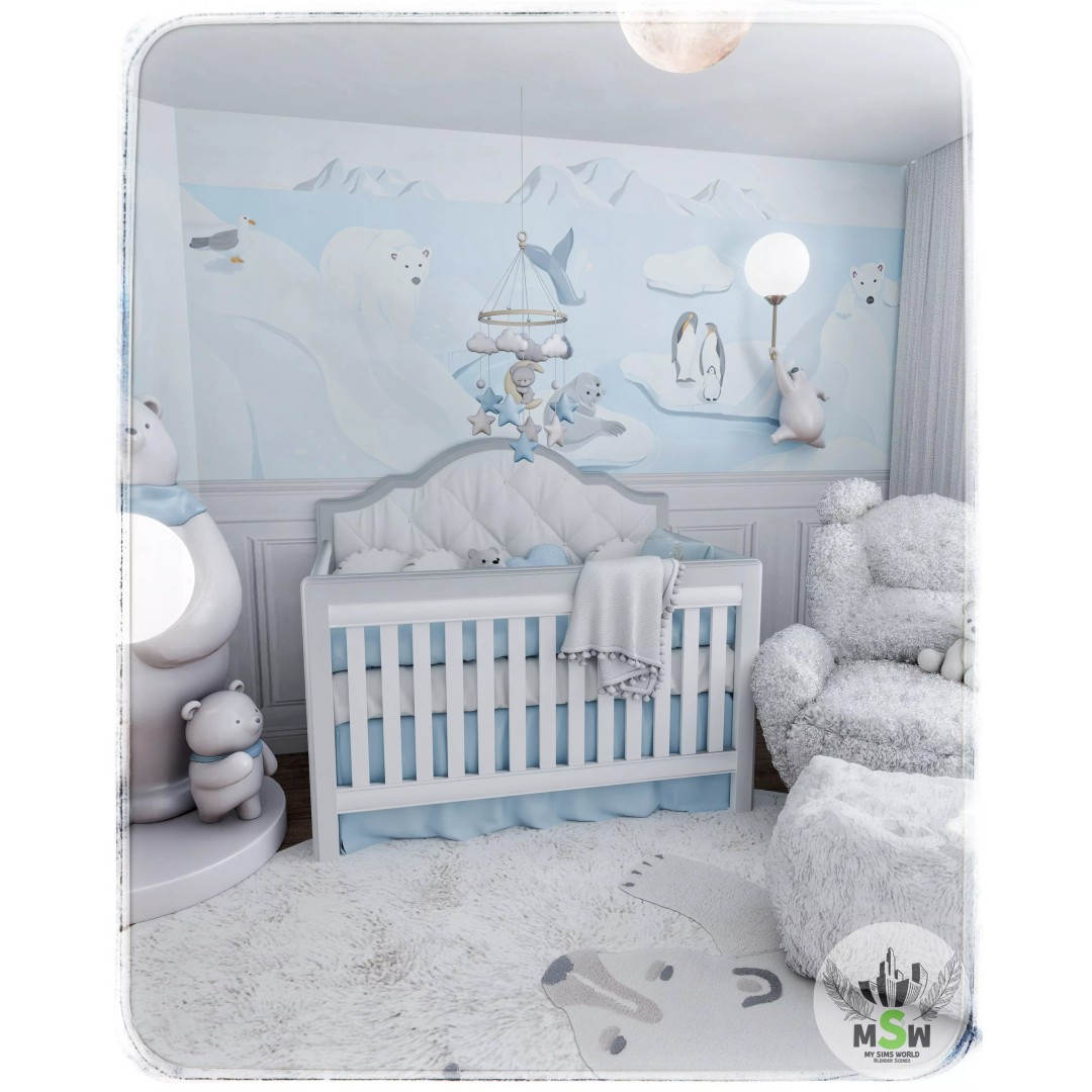 Winter Baby Room 3D Model – Realistic Blender Scene for Nursery - View 2