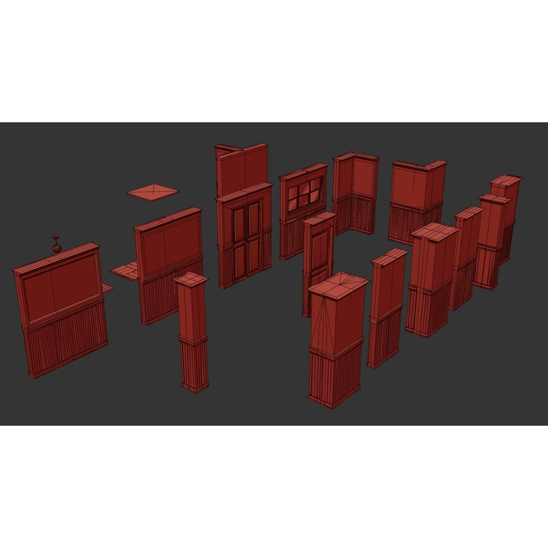Modular Interior Pack 3D Model – Low-Poly Game Asset, PBR Textures