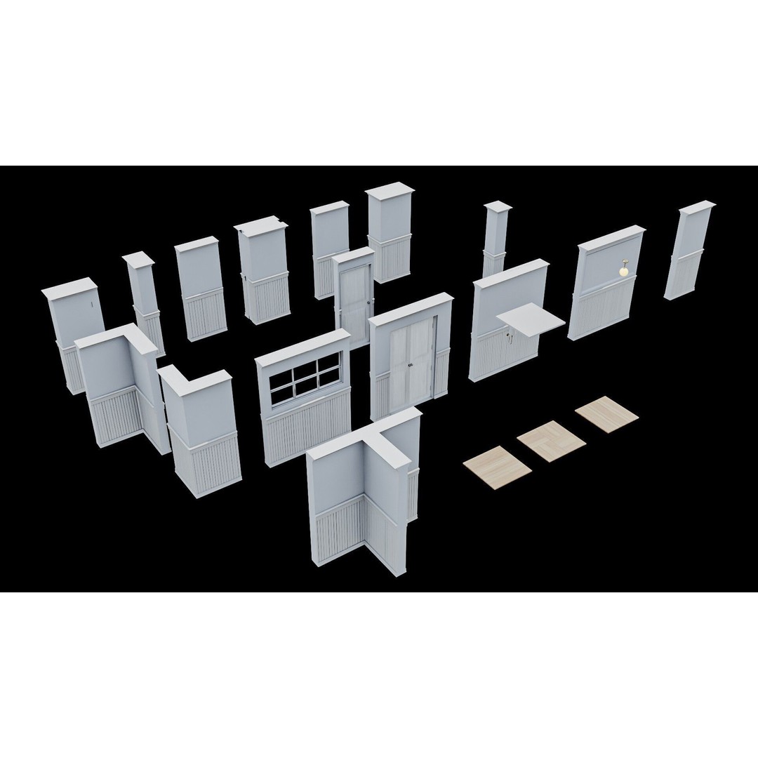 Modular Interior Pack 3D Model – Low-Poly Game Asset, PBR Textures - View 10