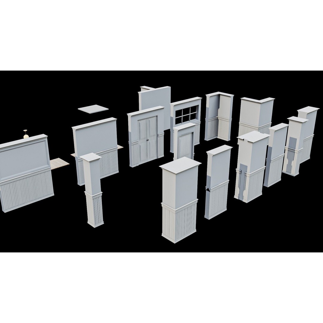 Modular Interior Pack 3D Model – Low-Poly Game Asset, PBR Textures - View 11