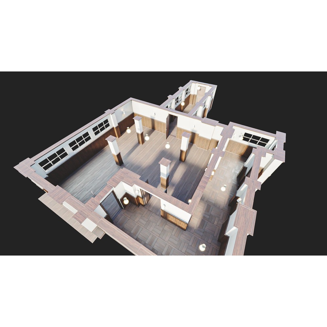 Modular Interior Pack 3D Model – Low-Poly Game Asset, PBR Textures - View 24