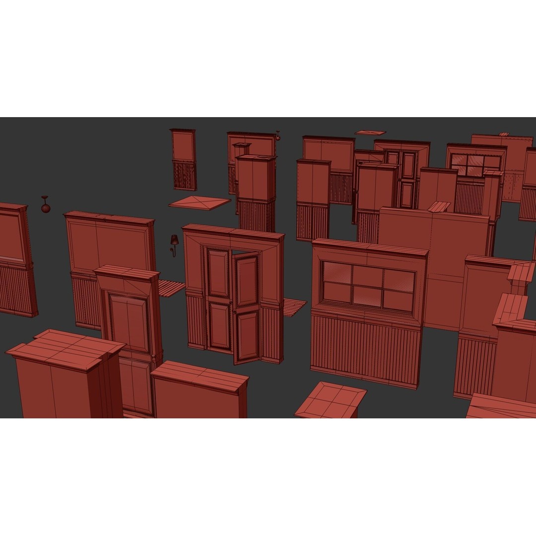 Modular Interior Pack 3D Model – Low-Poly Game Asset, PBR Textures - View 38