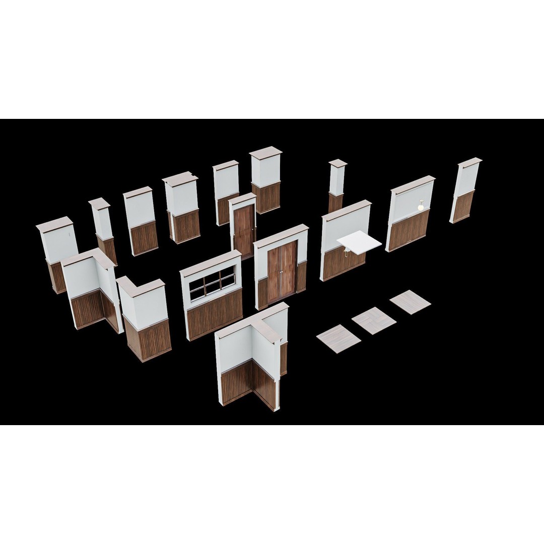 Modular Interior Pack 3D Model – Low-Poly Game Asset, PBR Textures - View 7
