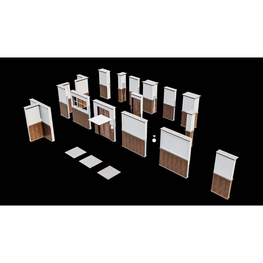 Modular Interior Pack 3D Model – Low-Poly Game Asset, PBR Textures - View 8