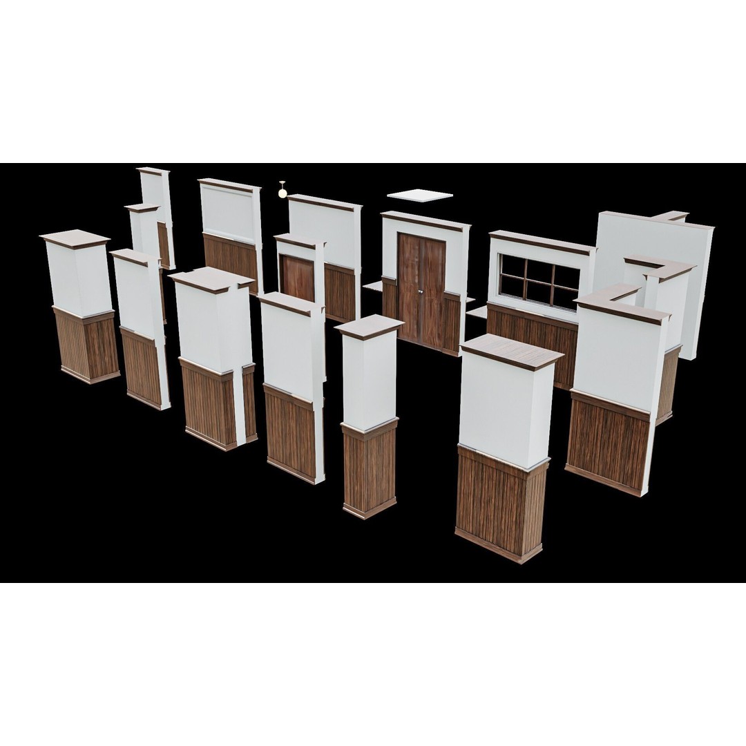 Modular Interior Pack 3D Model – Low-Poly Game Asset, PBR Textures - View 9