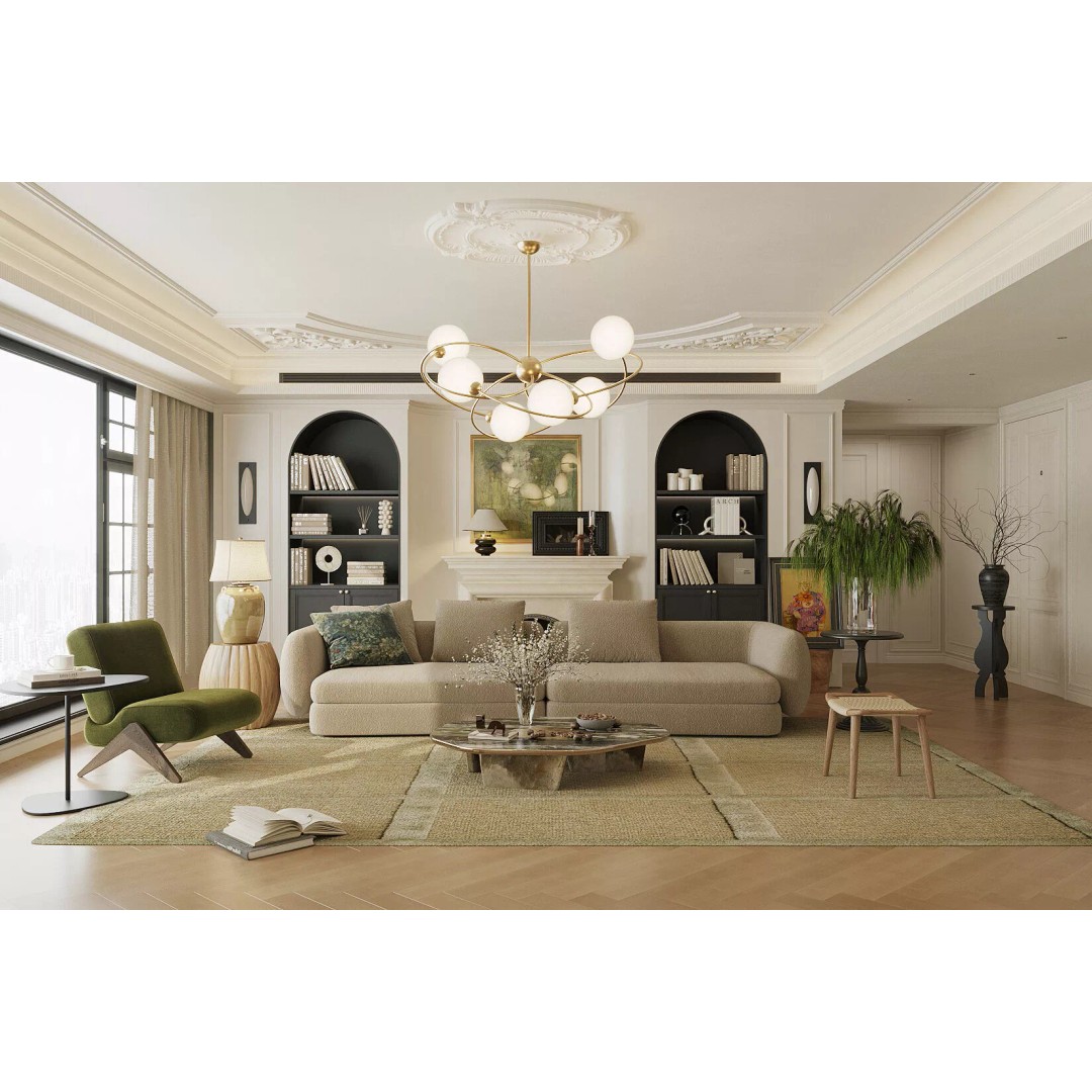 French Retro Style Living Room 3D Model – PBR Textures, Game-Ready Formats - View 2