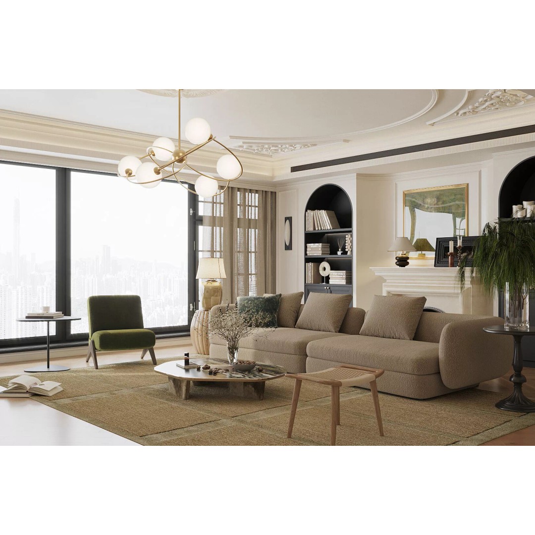 French Retro Style Living Room 3D Model – PBR Textures, Game-Ready Formats - View 4