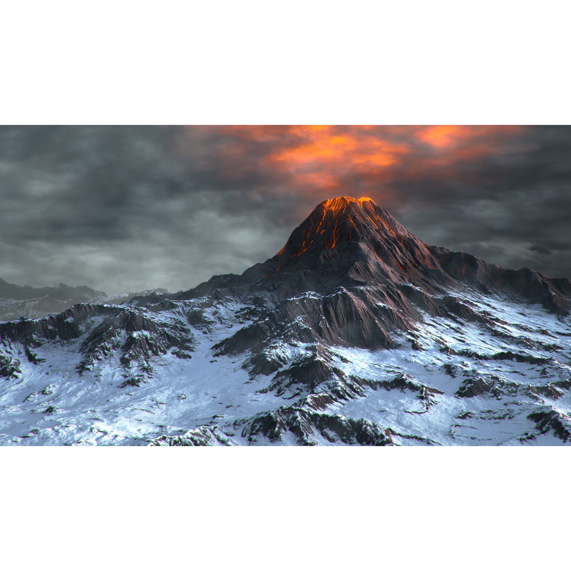 Volcano - Low-Poly Game-Ready 3D Model - View 3