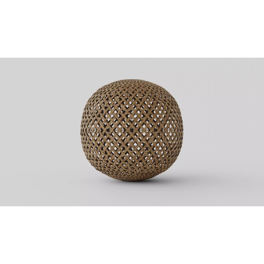 Round Bamboo Lamp 3D Model – Low Poly Lighting Asset, FBX - View 2