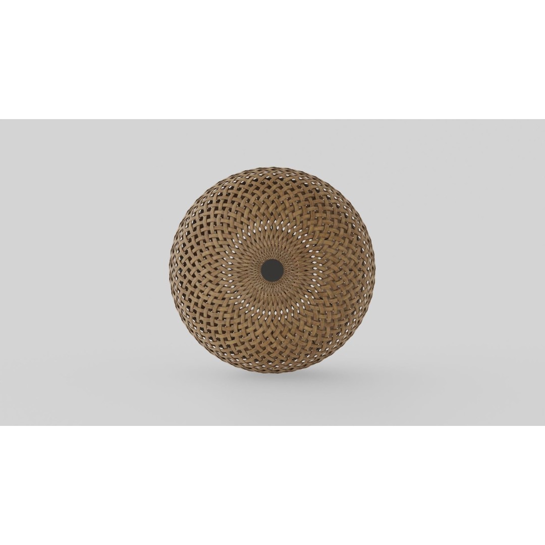 Round Bamboo Lamp 3D Model – Low Poly Lighting Asset, FBX - View 3