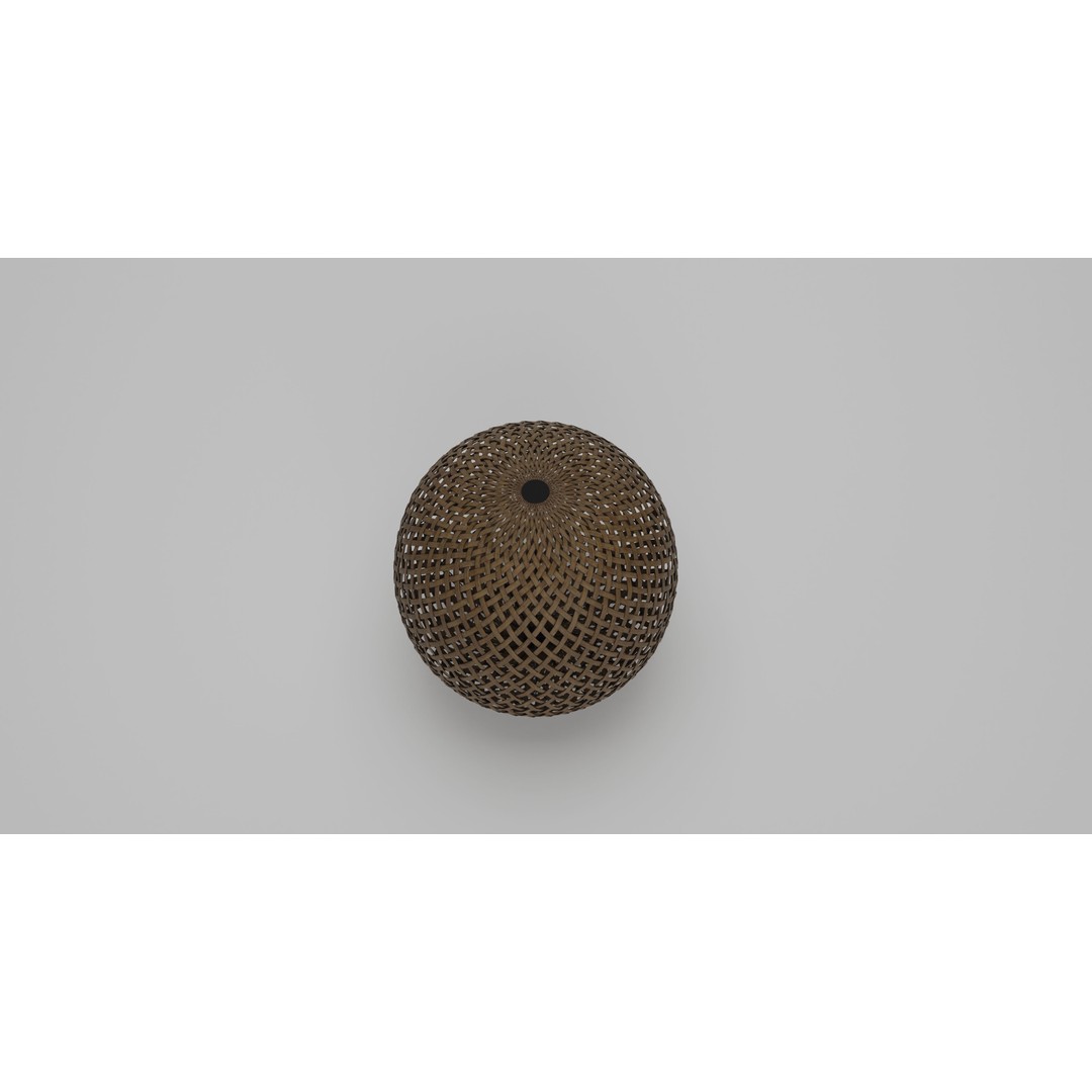 Round Bamboo Lamp 3D Model – Low Poly Lighting Asset, FBX - View 4
