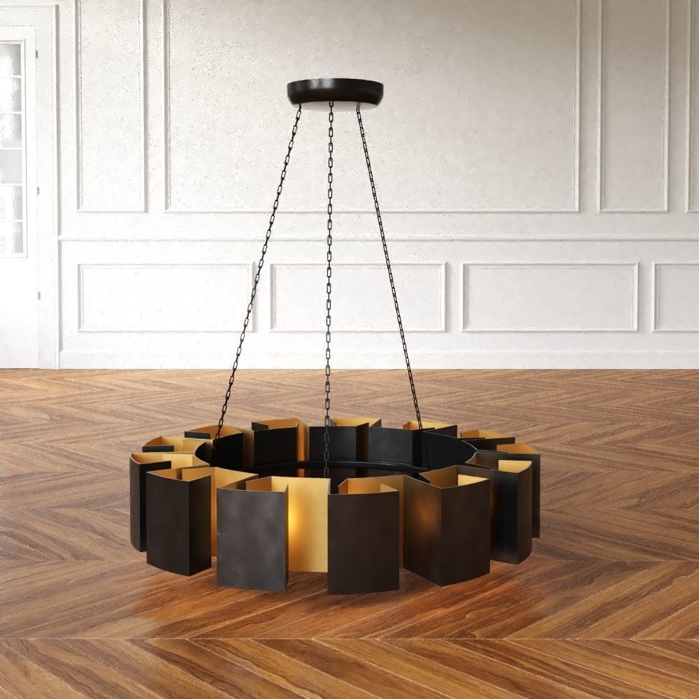 Vaughn Chandelier 3D Model – Low Poly Iron Pendant Light, FBX - View 3