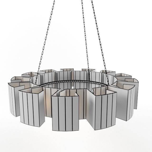 Vaughn Chandelier 3D Model – Low Poly Iron Pendant Light, FBX - View 4