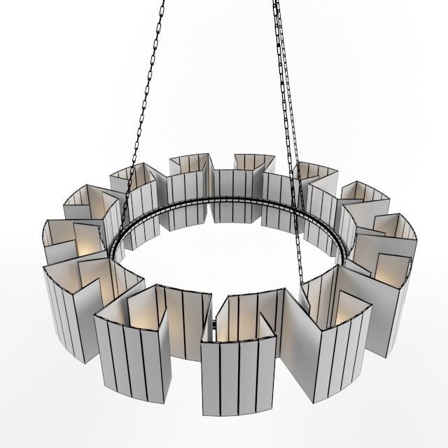 Vaughn Chandelier 3D Model – Low Poly Iron Pendant Light, FBX - View 7