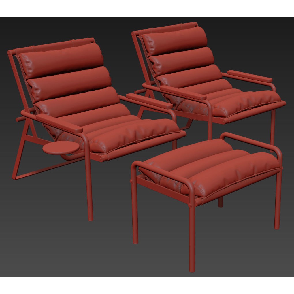 Poltrona Trevo Drink 3D Model – Modern Armchair with PBR Textures, FBX - View 10