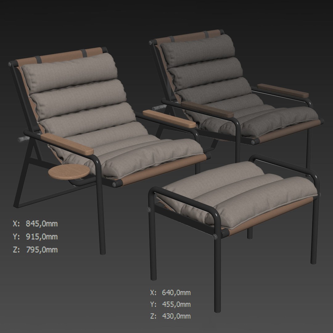 Poltrona Trevo Drink 3D Model – Modern Armchair with PBR Textures, FBX - View 8