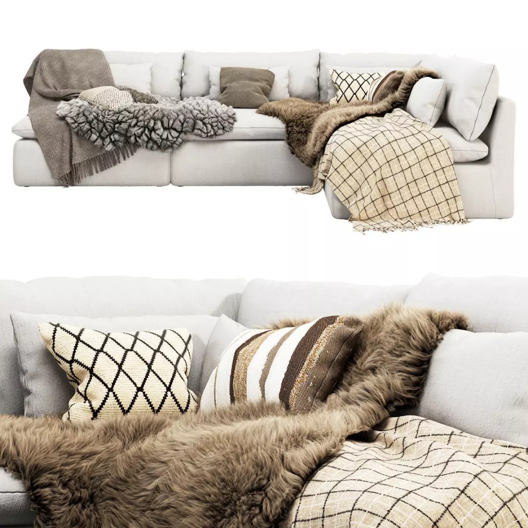 Aria Corner Sectional Sofa 3D Model – High Poly PBR Asset, FBX, OBJ - View 2