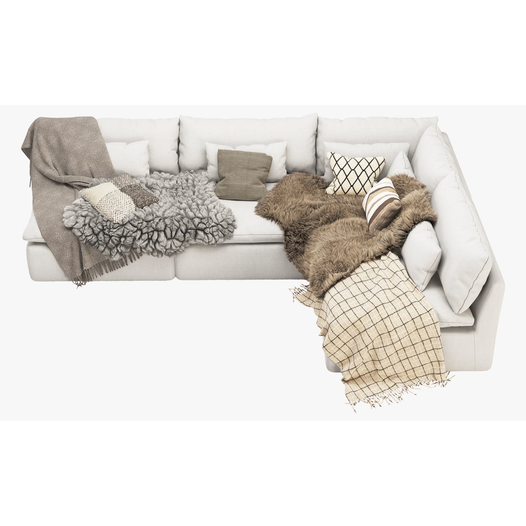 Aria Corner Sectional Sofa 3D Model – High Poly PBR Asset, FBX, OBJ - View 5