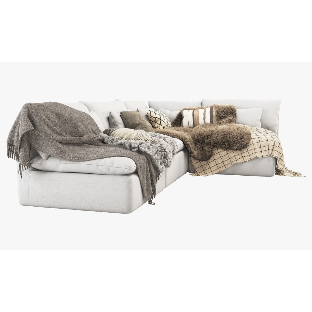 Aria Corner Sectional Sofa 3D Model – High Poly PBR Asset, FBX, OBJ - View 6