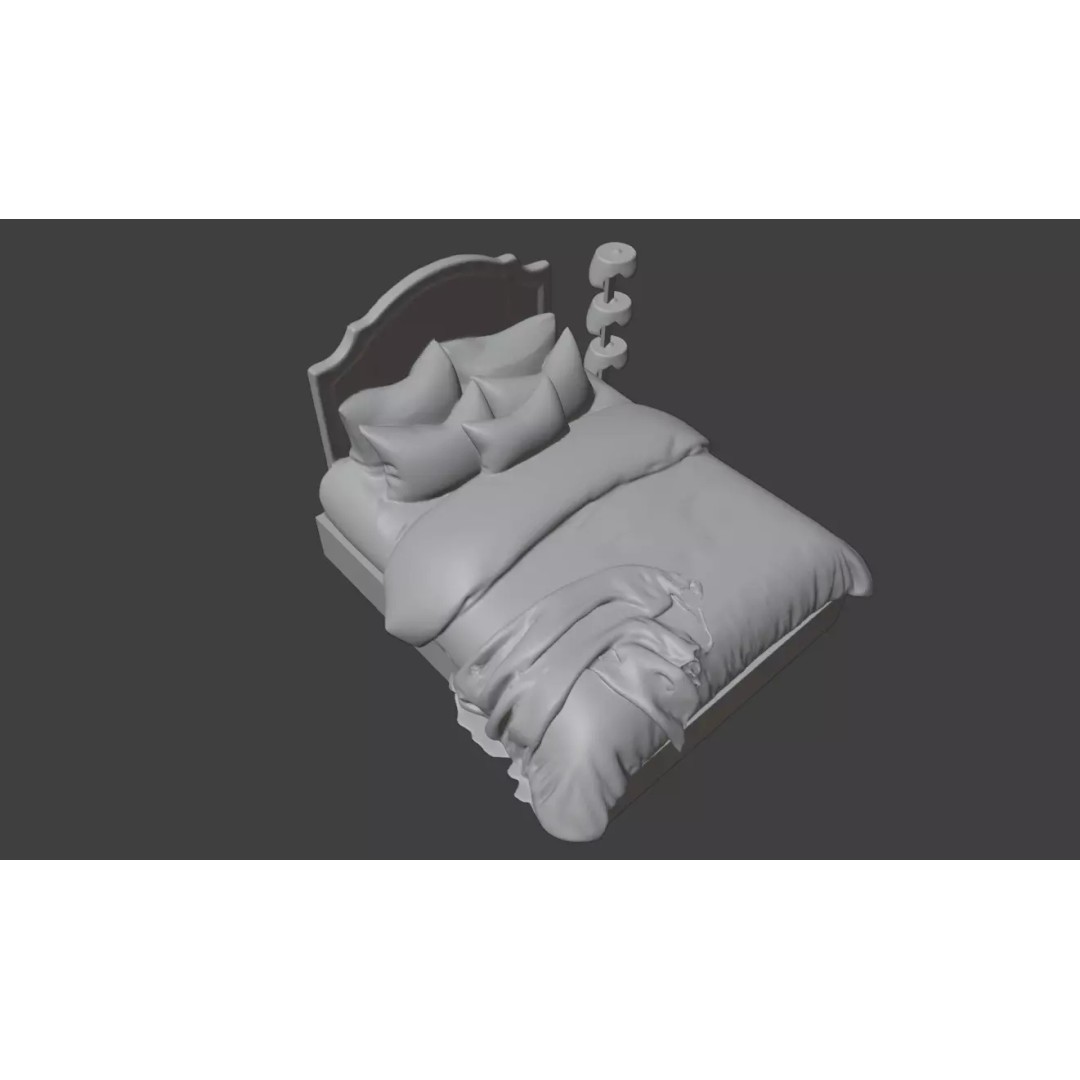 Classic Upholstered Bed 3D Model – High Poly Realistic Furniture, FBX - View 11