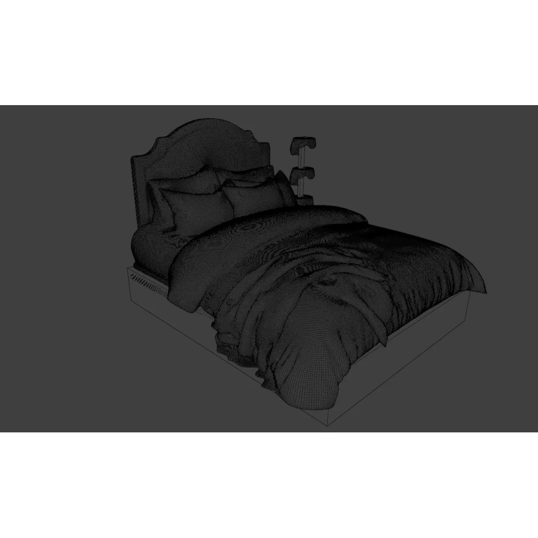 Classic Upholstered Bed 3D Model – High Poly Realistic Furniture, FBX - View 15