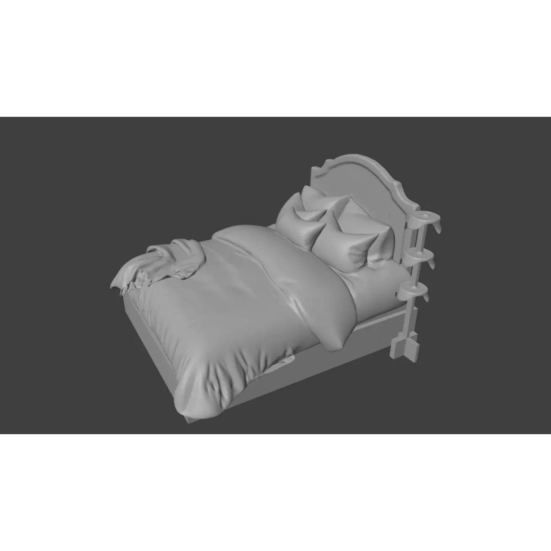 Classic Upholstered Bed 3D Model – High Poly Realistic Furniture, FBX - View 5