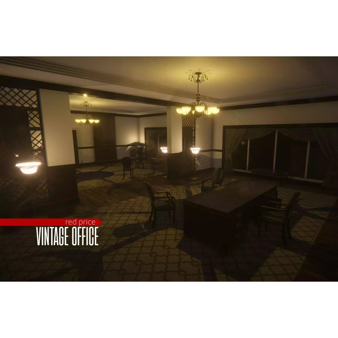 Vintage Office 3D Model – Low Poly Interior Asset, PBR Textures - View 2