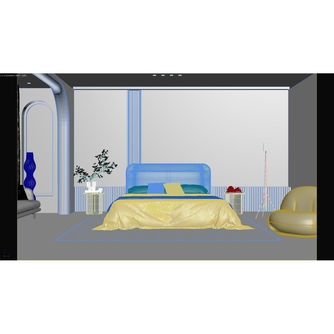 Comfortable Bedroom Interior Scene 3D Model – Detailed Design, FBX, OBJ - View 17