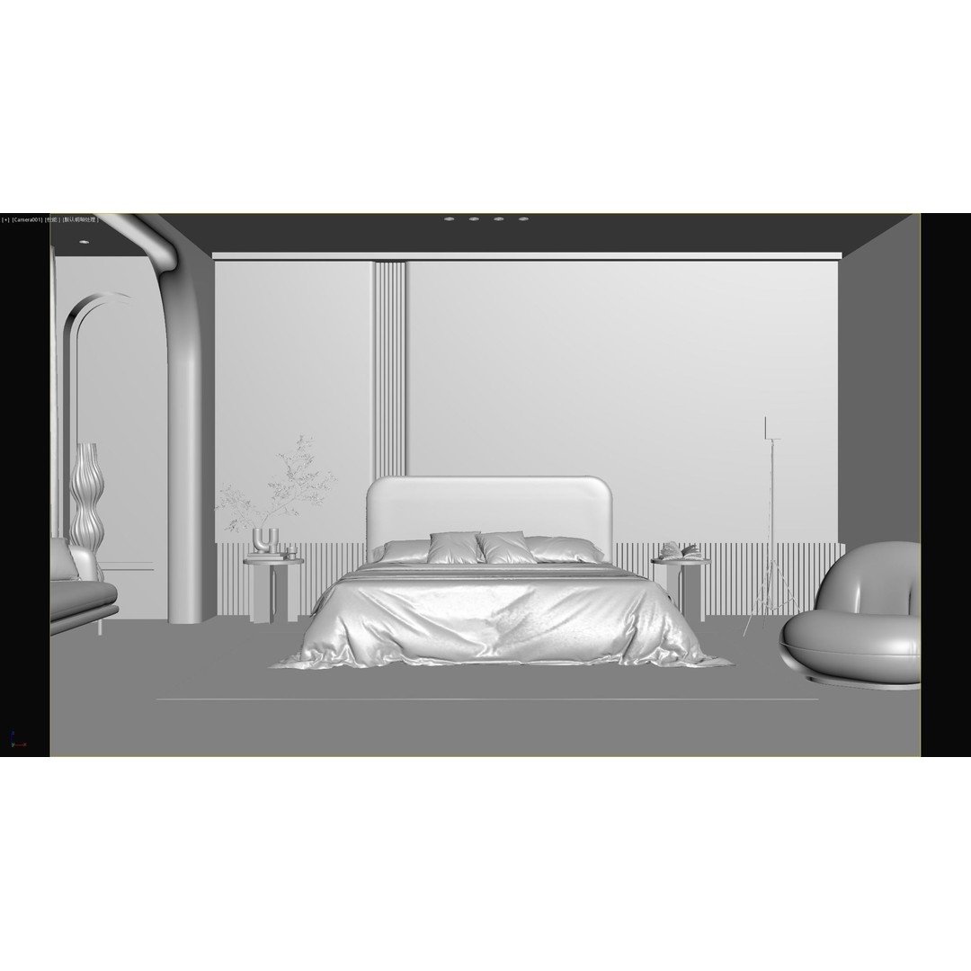 Comfortable Bedroom Interior Scene 3D Model – Detailed Design, FBX, OBJ - View 8