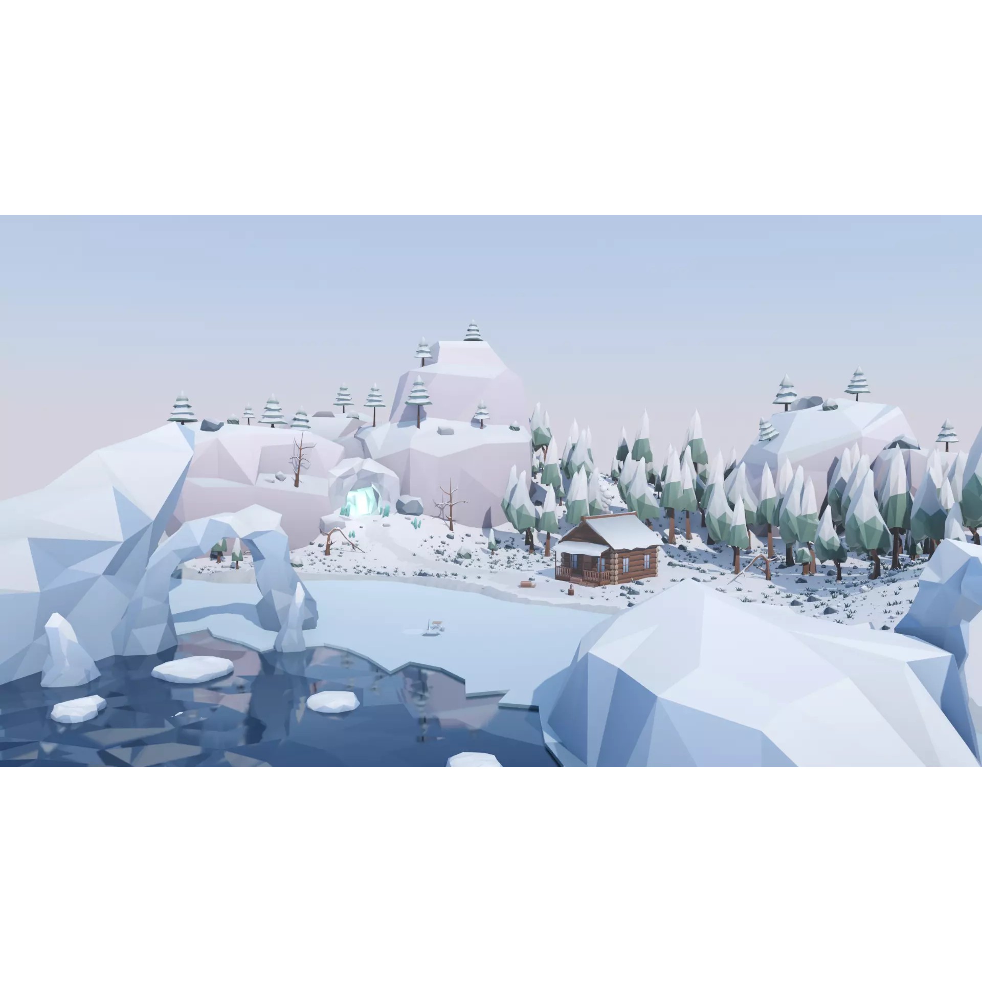 Low Poly Winter Environment Pack - Low-Poly Game-Ready 3D Model - View 2