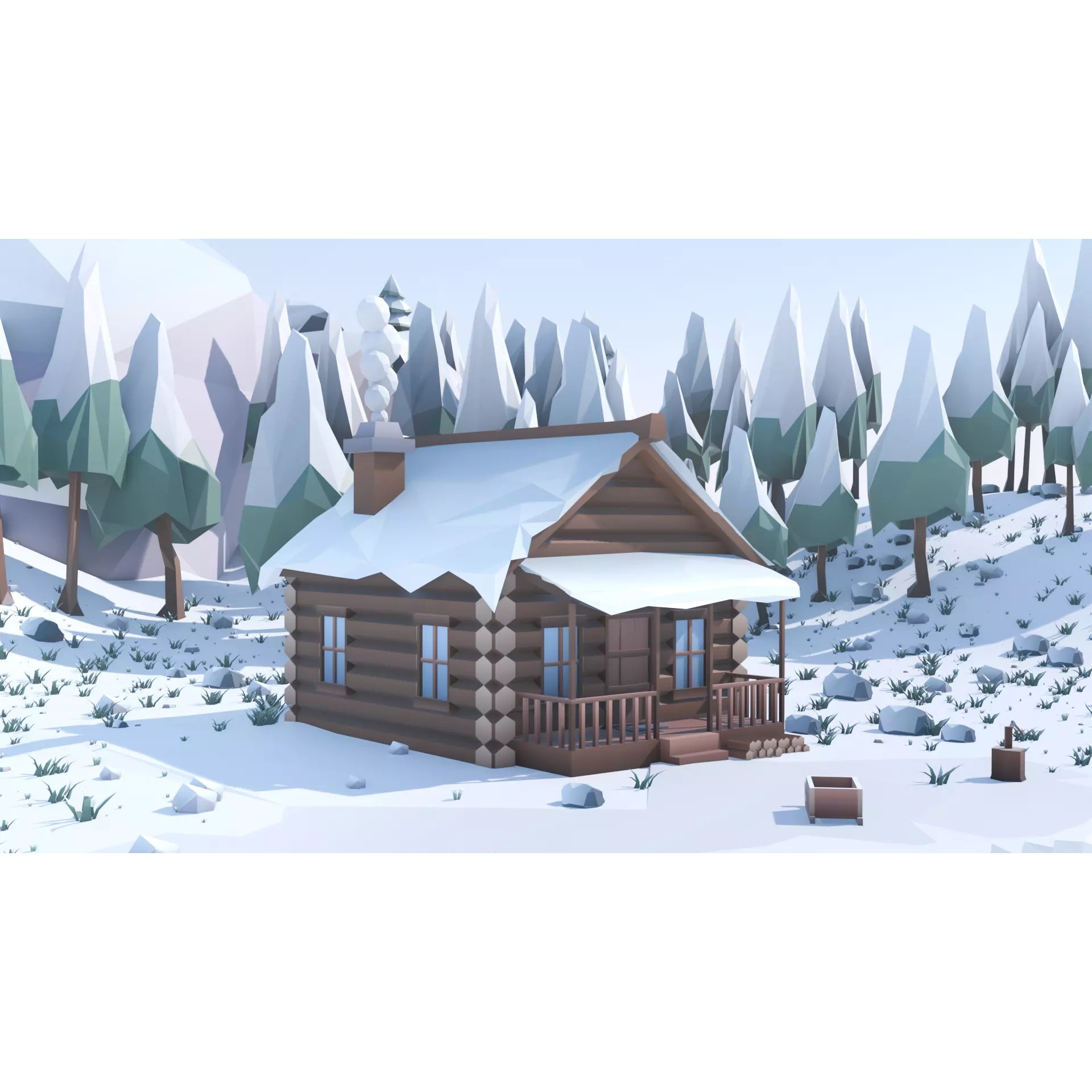 Low Poly Winter Environment Pack - Low-Poly Game-Ready 3D Model - View 5
