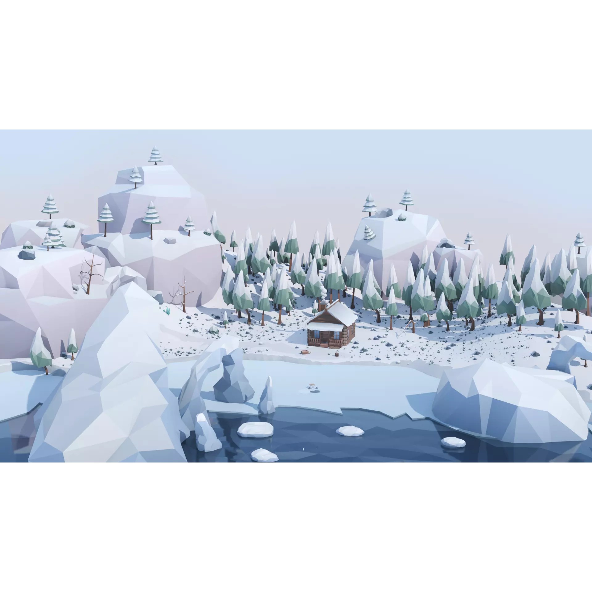 Low Poly Winter Environment Pack - Low-Poly Game-Ready 3D Model - View 6