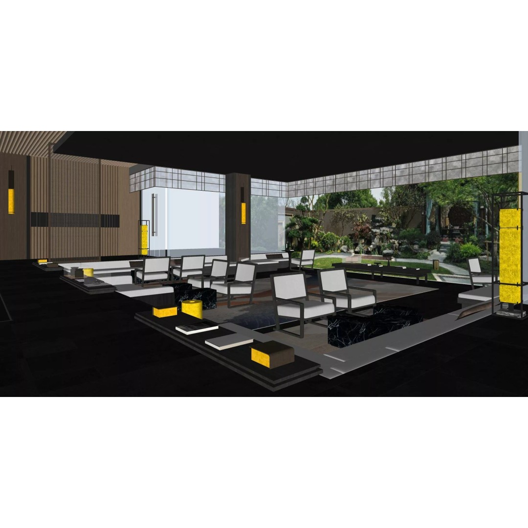 Mountain Resort Lobby 3D Model – Modern Interior Scene, FBX, OBJ, Blender - View 14