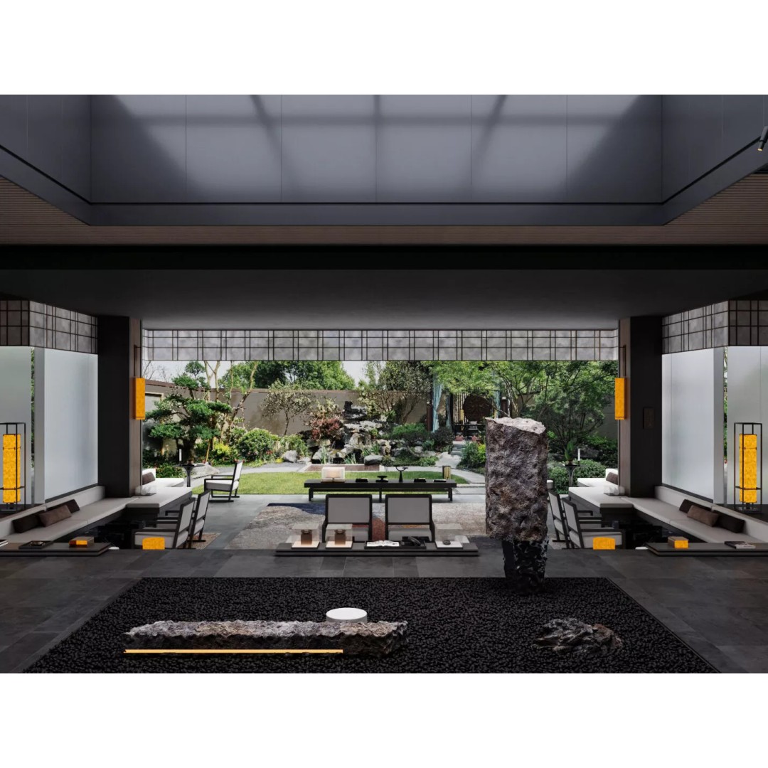 Mountain Resort Lobby 3D Model – Modern Interior Scene, FBX, OBJ, Blender - View 3