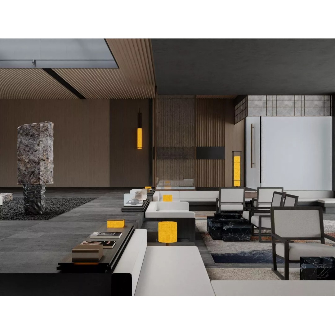 Mountain Resort Lobby 3D Model – Modern Interior Scene, FBX, OBJ, Blender - View 5